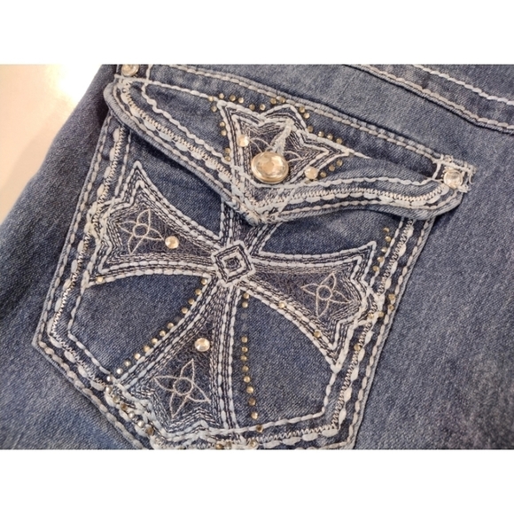 Mudd blingy contrast stitching button flap jeans - Picture 14 of 16